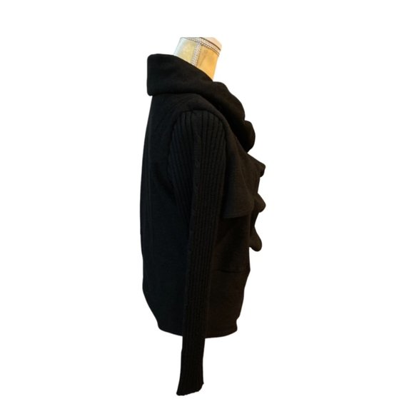 Araso Short Jacket/ Cardigan Lined Black Pleated Front M - Picture 2 of 9